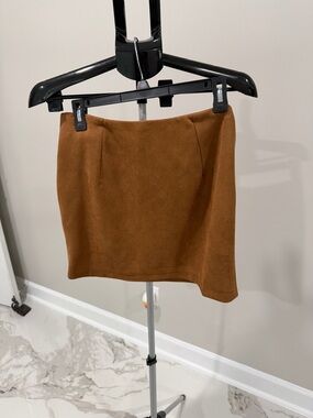 Classic Brown Suede Mini Skirt